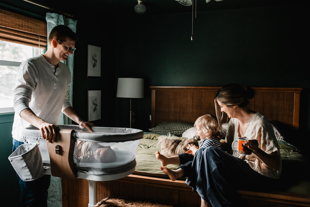 Newborn baby resting peacefully during an in-home newborn photography session in Omaha